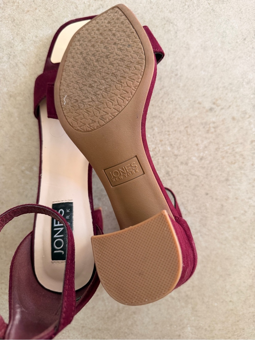 Jones New York Women's Wine Suede Block Heel Sandals